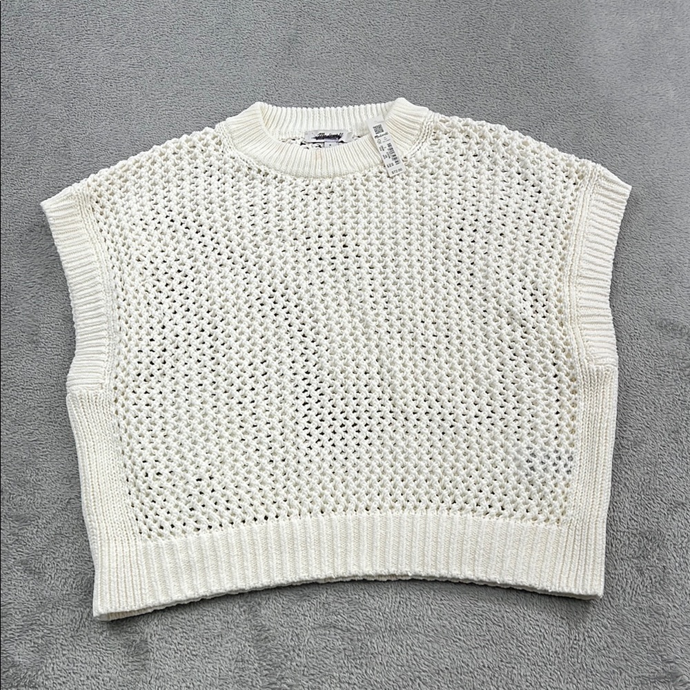 NEW Madewell S 100% Cotton White Chunky Knit Sleeveless Sweater